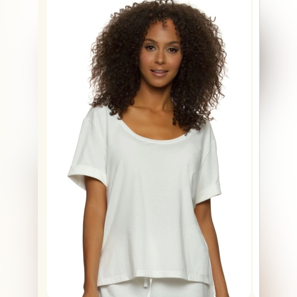Felina Organic Cotton Stretch Scoop Neck Tee Medium